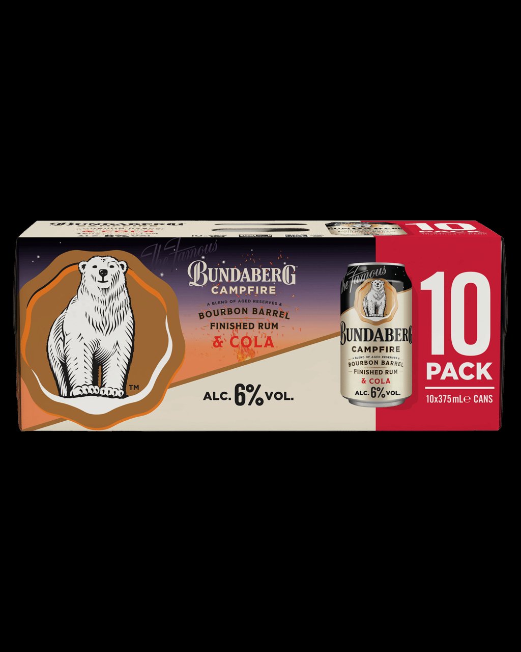 Campfire Bourbon Barrel Finished Rum & Cola 6% Cans 10 Pack